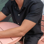 The Linen Button up in Black VKTRBLAK LA