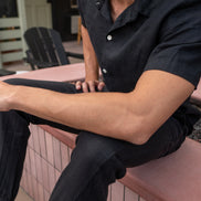 The Linen Button up Black VKTRBLAK Los Angeles made