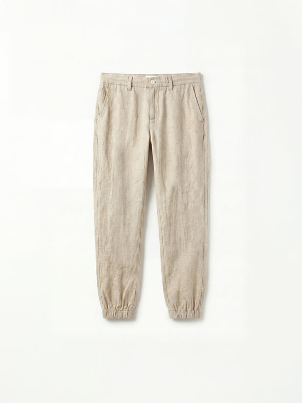 VKTRBLAK Linen Joggers in Natural color made in LA