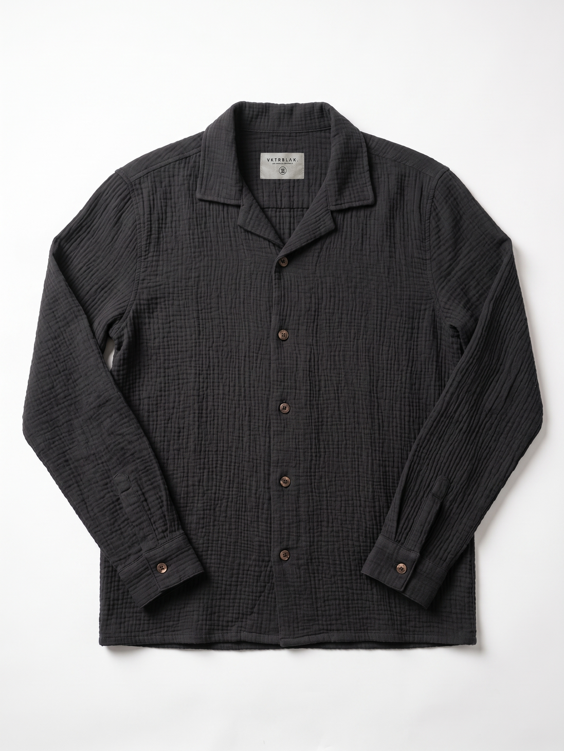 Cotton Gauze Button Up Black
