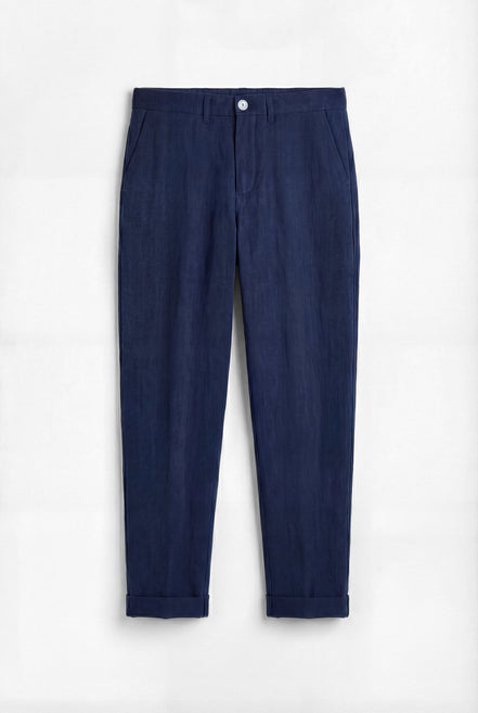 The Pleated Linen Pant Midnight Navy