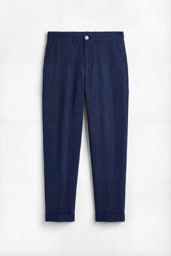 The Pleated Linen Pant Midnight Navy