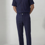 The Pleated Linen Pant Midnight Navy